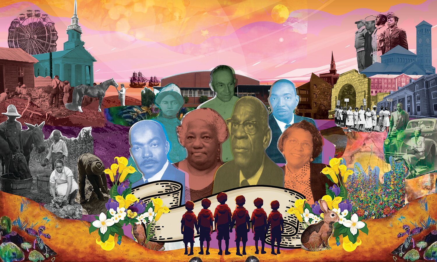 An early working concept for the mural at George Moses Horton Middle School in Pittsboro. The mural, developed by the CRC-C aims to honor Chatham's Black trailblazers.